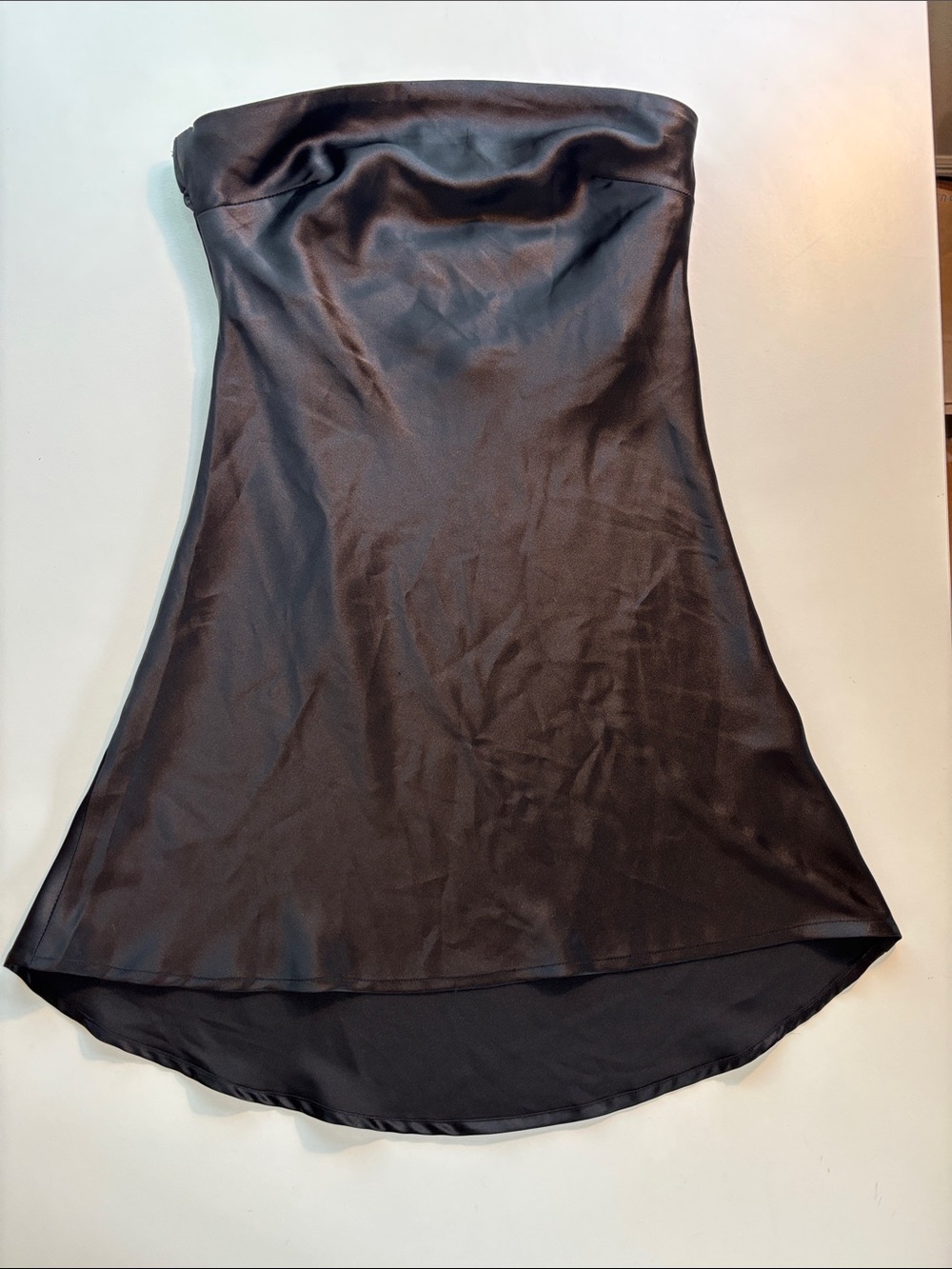 Satin Strapless Black dress -772sku